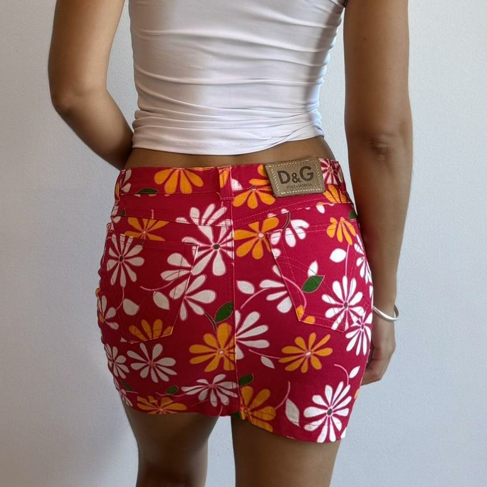 Dolce & Gabbana Floral Red Mini Skirt
